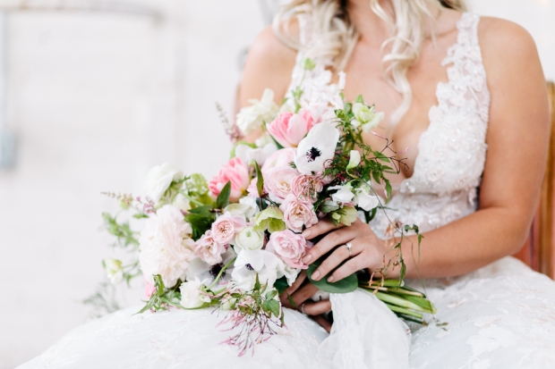Industrial Blush and Gold Styled Shoot at the Norwood Space Center on The Boston Bride